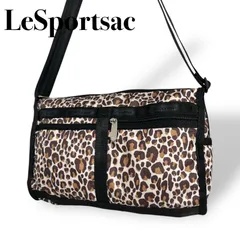 【美品】LESPORTSAC レスポートサック ショルダーバッグ ベージュ ダークブラウン マルチ 豹柄 斜め掛け 肩掛け 5115
