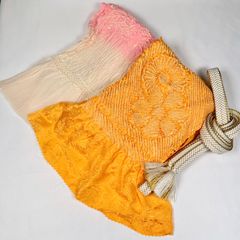 帯揚げ帯締め　オレンジと薄ピンク 帯締めの３点セット　中抜き絞り
