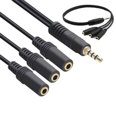 3.5mmステレオ分配ケーブル 3分配 オーディオ 分岐ケーブル 3.5mm(オス) to 3.5mm(メス)×3 イヤホン分岐アダプター ヘッドフォン共有シュア用 ka10000a223