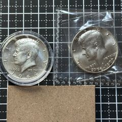 アメリカ銀貨　ケネディ銀貨 7枚銀貨　リバティ ハーフダラー銀貨 1964年＆1976年 ケネディハーフダラー銀貨セット 本物 アメリカ