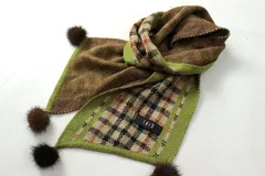 ダックス マフラー チェック ファー ブランド レディース グリーン DAKS 【中古】