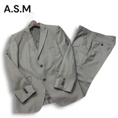 A.S.M アトリエサブ メン 通年 背抜き★ ストライプ セットアップ スーツ Sz.52(LL)　メンズ グレー ビジネスのサムネイル