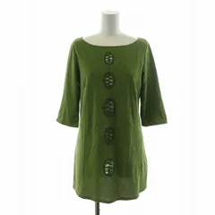 シビラ SYBILLA チュニック ワンピース カットワーク 七分袖 刺繍 Iライン ボートネック M 緑 グリーン /NQのサムネイル