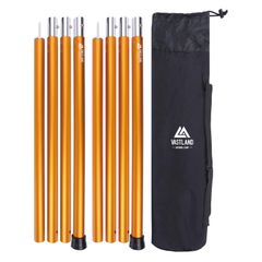 タープポール テントポール アルミ 2本セット ゴールド 280cm 直径33mm 8段階調節 収納バッグ付き VASTLAND（ヴァストランド）