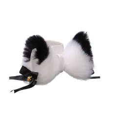 猫耳 キツネ耳 リボン 鈴 ヘアクリップ 12cm×9cm bqs0357