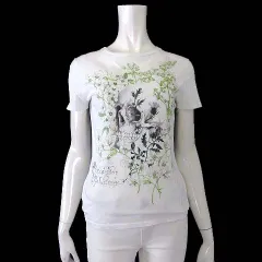 アレキサンダーマックイーン ALEXANDER MCQUEEN レア 希少 Tシャツ カットソー 半袖 ロゴ スカル ボタニカル プリント M 38 白 ホワイト グリーン 国内正規品のサムネイル
