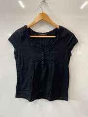nl340⚫︎JUSGLITTY⚫︎ジャスグリッティー⚫︎フリル⚫︎半袖⚫︎カットソー⚫︎size2⚫︎黒⚫︎日本製