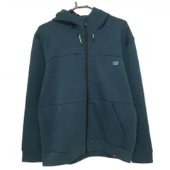 【美品】ニューバランスゴルフ ジップパーカー ブルーグリーン 織生地 ダブルジップ  メンズ 5(L) ゴルフウェア New Balance