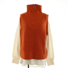 フリークスストア FREAKS STORE 畦ハーフジップニットベストセット カットソー 長袖 ボリュームスリーブ ハイネック F オレンジ アイボリー /MY ■OS
