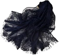 3MDGHD レディース ストール ショール 大判 大きめ 結婚式 パーティー 冷房 冷え 対策 フォーマル 薄手 軽量 マフラー スカーフ 襟巻 大きい サイズ ドレス(ネイビー)