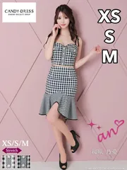 【an/アン】ギンガムチェック/ マーメイド/ セットアップ/ ツーピース/ キャミスリーブ/ タイト/ ミニドレス/ キャバドレス / ワンピース/ ドレス [AOC3494] XS/S/M