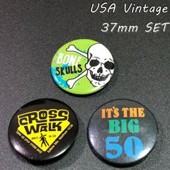 缶バッジ　アメリカ　輸入雑貨　ビンテージ　37mm 『 3個セット (85) 』　当時物ヴィンテージ　バッチ　　ピンバッチ　　※　メッセージ 　アドバタイジング　ピンズ　広告　( BAT918 )