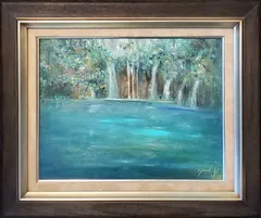 山陰の風景】 ♢ 森下小枝子 ガラス絵 作家:初期作品 油絵 F4号