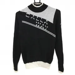 キャロウェイ ハイネックセーター 黒×白 フロントロゴ シルク混 ニット レディース S ゴルフウェア Callaway