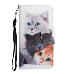 Pixel 10a ケース 手帳型 カバー かわいい 猫 3匹の猫 プリント スマホケース レザー  ピクセル 10a 対応のサムネイル