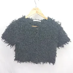 ◇ ⊃ by muni:r バイムニール シャギー系 半袖 シャギーカーディガン サイズ表記なし ブラック系 レディース E  【1507080001402】