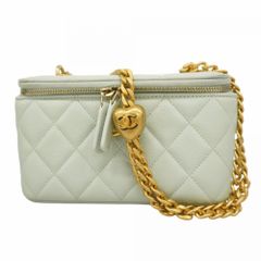 シャネル(Chanel) シャネル バニティバッグ マトラッセ チェーンショルダー キャビアスキン ペールライトブルー レディースのサムネイル