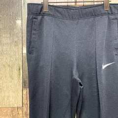 《日本製》ナイキ NIKE 黒☆トラックパンツ L 刺繍ロゴ 全刺繍 ワンポイントロゴ スウッシュ スウォッシュ 銀タグ リブ センタープレス 90's 90s ジャージ ビッグシルエット ブラック h