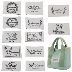 パンダ コットン 綿 ウサギ 24枚セット 12種 タグ 縫製 DIY かわいい ハンドメイド用 おしゃれ ロゴ ワッペン サムコス ラベル 衣類/ポーチ/帽子などに飾り