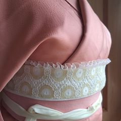 OB.126　着物 おしゃれ着こなし　帯飾り　成人式　前撮り　卒業式　袴　浴衣　白・白ゴールド・白　フリル