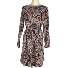 エトロ ETRO ペイズリー柄 ワンピース ベルト付き 長袖 ワンピース スカート ポリエステル ブラック レッド マルチカラー レディース 【中古】のサムネイル