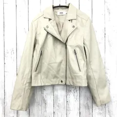 【 AZUL by moussy】 アズールバイマウジー フェイクレザーライダース アイボリー M