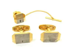 YVESSAINTLAURENT イヴサンローラン ネクタイピン カフスボタン カフリンクス 2点セット メンズ ゴールド系×シルバー系 DK1249