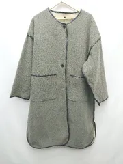 ■ Kastane カスタネ ノーカラー 無地 ロング 長袖 コート サイズF グレー レディース P  【1302060008286】