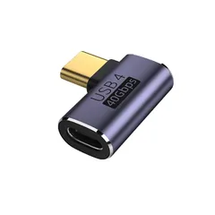 USB 4 Type C変換アダプタ、オス転メス1個入、USB 4.0高速充電PD充電100 w高速データ転送40 Gbps型ctype-c変換アダプタ、90度側曲げオスとメスUSB-Cコネクタ 8K@60Hz映像出力タイプ タイプc 延長コネクタ (左  0