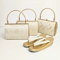 【柄おまかせ】草履バッグ セット フォーマル ゴールド 帯地 フリーサイズ wo