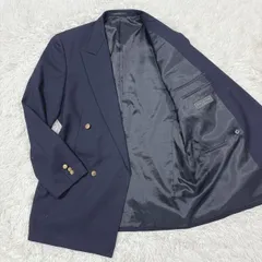 【超希少3Lサイズ】TAKA-Q　タカキュー　紺ブレ　テーラードジャケット　金ボタン　ダブルブレスト　エンブレム　2XL　大きいサイズ　ネイビー　濃紺　ビッグシルエット　ブレザー　トラッド　アイビー　カジュアル　ビジネス　古着