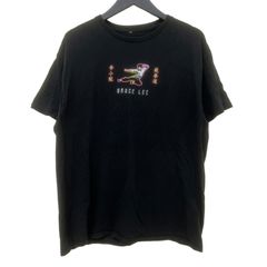 GM712 BRUCE LEE ブルース リー Tシャツ トップス プルオーバー クルーネック コットン 綿 100% ブラック メンズ L