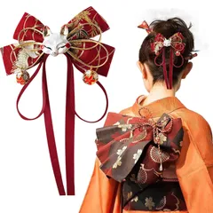 【数量限定】着物 振袖 浴衣 漢服 和装 七五三 髪留め 花火大会 ヘアアクセサリー キツネ 入学式 リボン 卒業式 蝶結び 結婚式 ヘアクリップ 写真撮影 狐 (赤 成人式 1#) 髪飾り