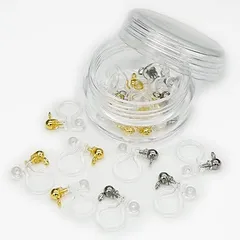 【在庫処分】ノンホールピアス 樹脂 パーツ カン付き イヤリング セット ゴールド ステンレス DIY ハンドメイド 10ペア20個