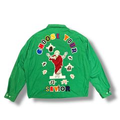 参考上代106700円 SAINT MICHAEL × DENIM TEAR 22SS SWING TOP スウィングトップ ジャケット ブルゾン セントマイケル デニムティアーズ コラボ SM-SS22-0000-079 グリーン L 91106A8のサムネイル