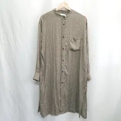 ◇ ⊇ JEANASIS ジーナシス ペイズリー柄 長袖 ジャガードロングシャツ サイズF ライトブラウン レディース E  【1501230030069】