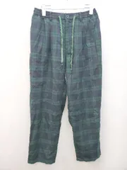 ◇ NULL ヌル ウエストゴム チェック タック カジュアル パンツ サイズM グリーン系 マルチ メンズ P 【1402270010403】
