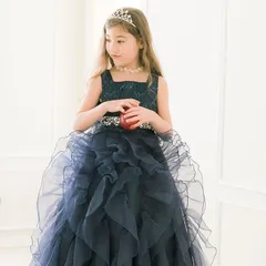 【ネイビー】大粒ビジューベルトロングドレス TAK キッズ キャサリンコテージ