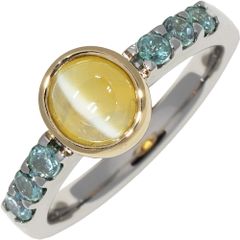 指輪 Pt900 K18YG クリソベリルキャッツアイ1.77ct アレキサンドライト0.45ct