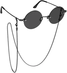 Minister メガネチェーン グラスコード 眼鏡 サングラス ストラップ ステンレス 男女兼用 ブラック ラウンドビーズ( ブラック ラウンドビーズ,  約72cm)