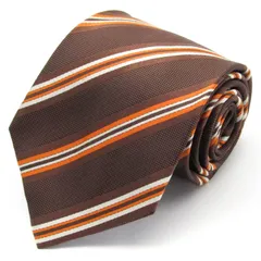 タカキュー ブランドネクタイ ストライプ柄 アイビーストライプ シルク メンズ ブラウン TAKA Q 【中古】