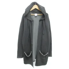 ザラ ZARA ニットカーディガン ロング丈 フード付き 前開き M チャコールグレー /FF13