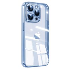 Tecxin iPhone 14 Pro用スクエアメッキケースiPhone 14proケース用ソフトクリアTPUバックカバー耐衝撃 (iPhone14 pro ブルー)