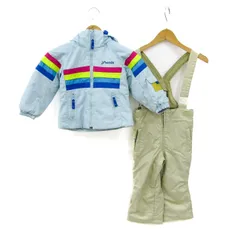 フェニックス セットアップ 上下セット ジャケット サロペット スキーウエア キッズ 女の子用 100サイズ 水色×ベージュ Phenix 【中古】