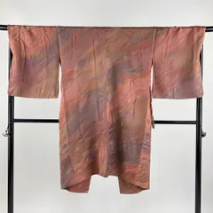 道中着 身丈106.5cm 裄丈68.5cm L 和装コート 落款あり 霞 ぼかし ピンク 正絹 美品 名品 【中古】