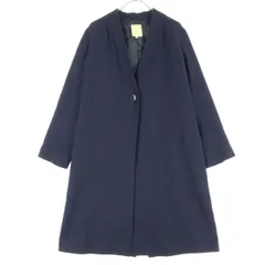 美品 BEAMS HEART ビームスハート 長袖 ノーカラーコート 0 ネイビー レディース 古着