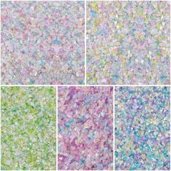 DIY 封入 手芸用品 レジン 封入パーツ 材料 手作り用品 装飾充填物 硝子のかけら 虹のかけら ネイル ガラスカレット パーツ キラキラ 小サイズ ミックス 約100g ガラス砕石 琉球ガラス ガラスフリット （5種類の混合色） サムコス