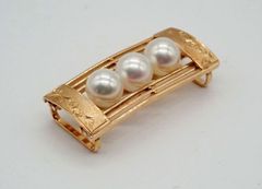 ヴィンテージ　金工あこや真珠　帯留　K14 4分紐用