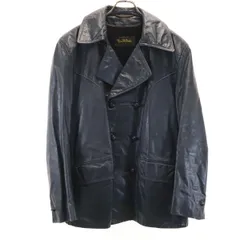 DON BELLINI ドンベリーニ 本革レザー ピーコート 42 ネイビー ライナー付き メンズ 古着