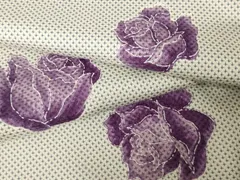 小紋　薔薇　薔薇尽くし　リーフ地紋　パープル　着物　092w d 小紋 薔薇 薔薇尽くし リーフ地紋 パープル 着物 092w d